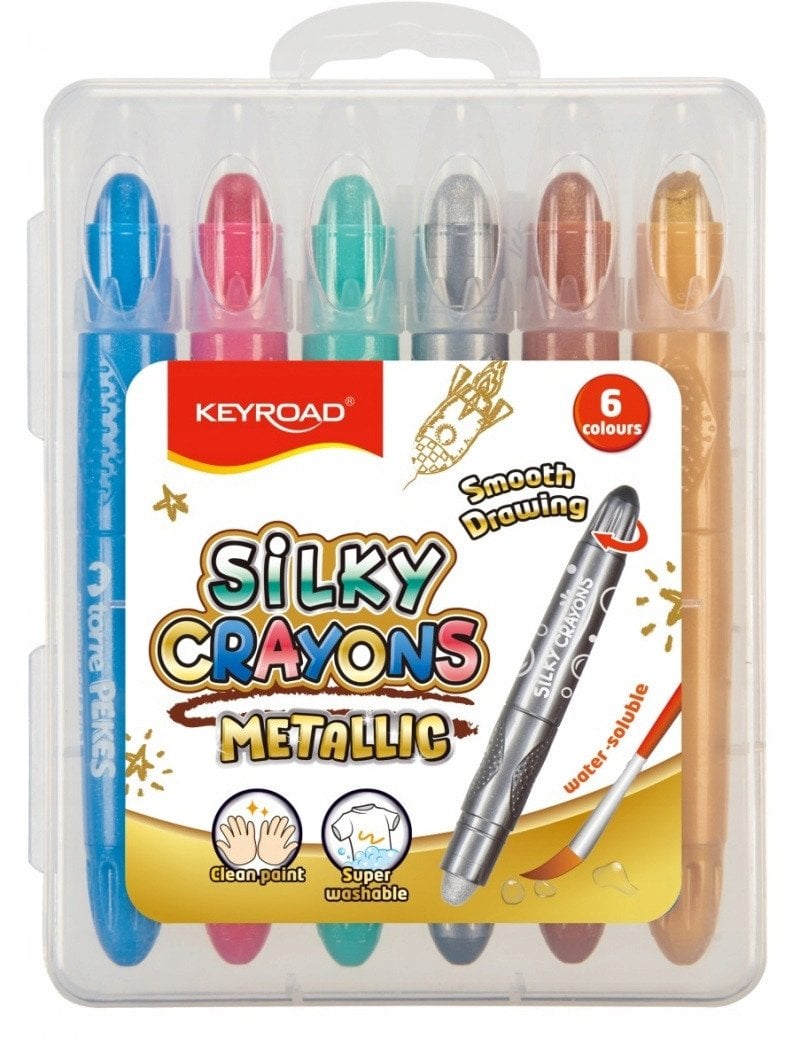 Kredki żelowe KEYROAD Metallic, 6 szt., mix kolorów metalicznych
