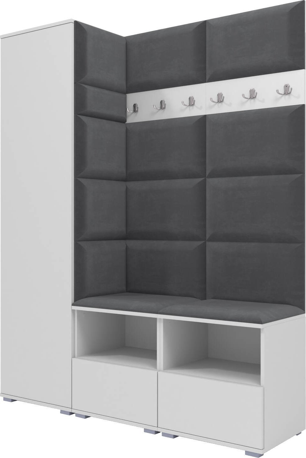 Ravio Tapicerowana garderoba Nela II - kolor biały + tkanina Trinity 15