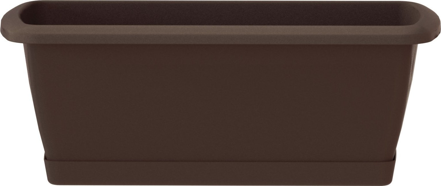 Prosperplast Skrzynka balkonowa RESPANA SET ISE400P-R222, Doniczka prostokątna 39x18 cm, Kolor Brązowy, Prosperplast