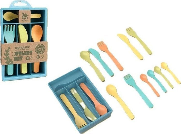 Zestaw sztućców z bioplastiku w pudełku 17el
