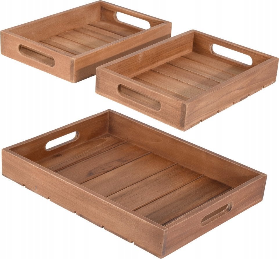 Home Styling Collection Zestaw tac dekoracyjnych TEAK, 3 elementy