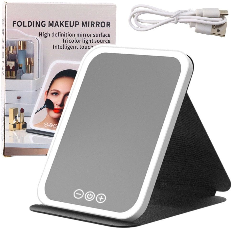 Lusterko Led Etui Z Podstawką 3 Tryby Oświetlenia Regulacja Jasności 18,5cm