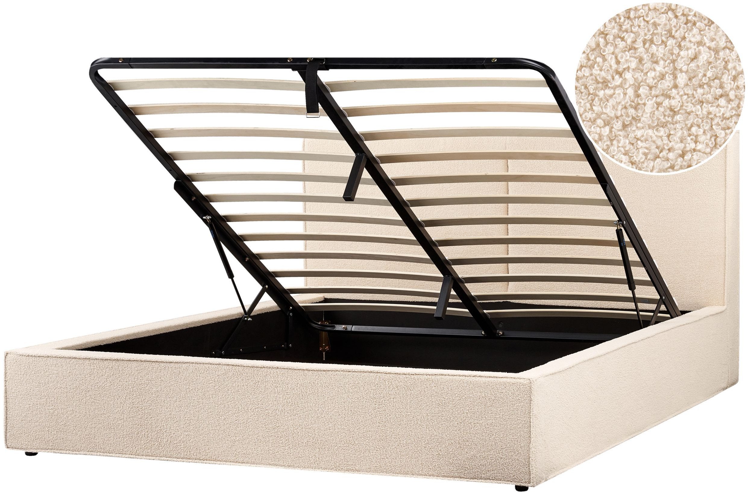 Łóżko z pojemnikiem Boucle MOISSAC 180 x 200 cm Beżowy