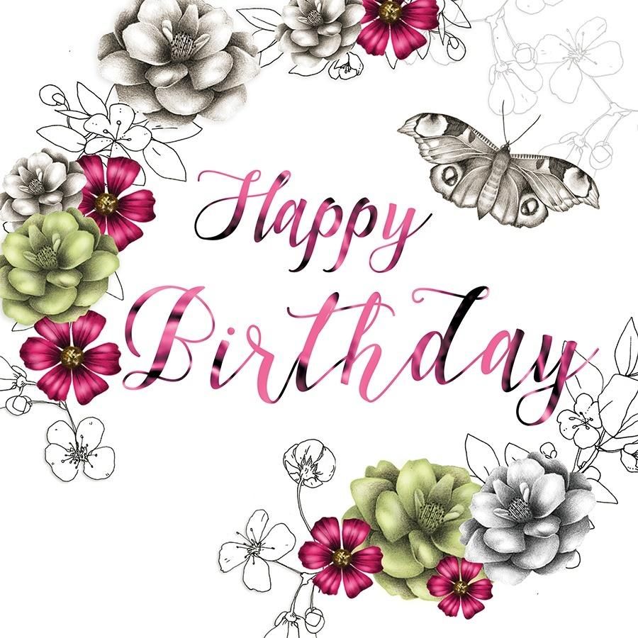 Clear Creation Karnet urodzinowy Swarovski kwadrat kwiaty (CL1404)