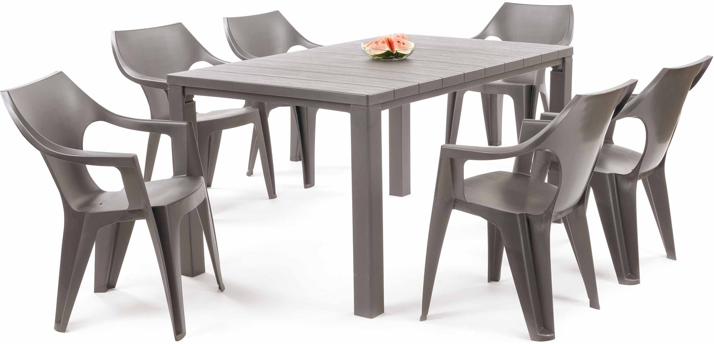 Zestaw mebli ogrodowych dla 6 osób Krzesła Dante + Stół Julie cappuccino na Taras