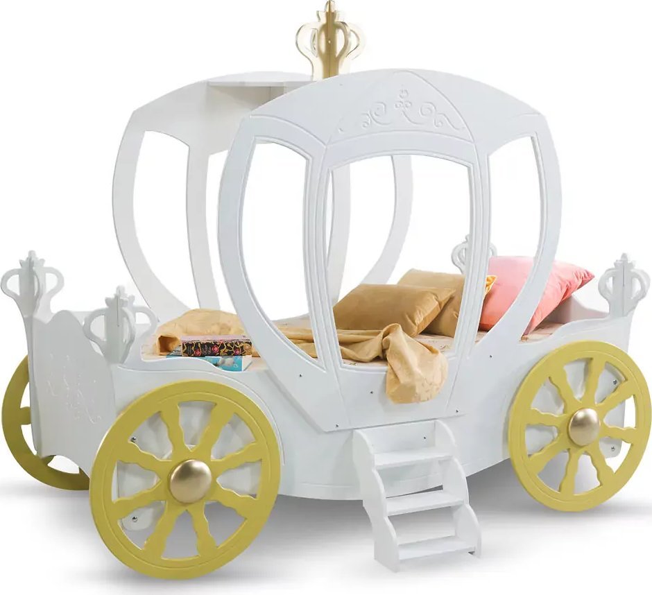 Elior Białe łóżko dziecięce w kształcie karocy - Pompi 90x180 cm