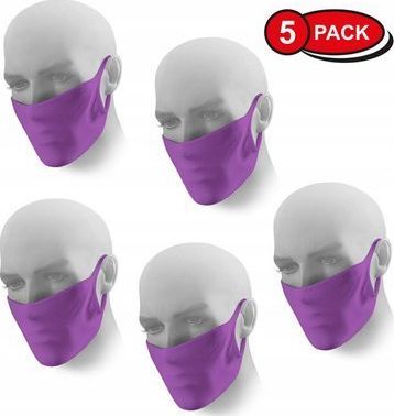 Maska Ochronna Wielorazowa Antywirusowa Dwuwarstwowa Fioletowa 5 szt.