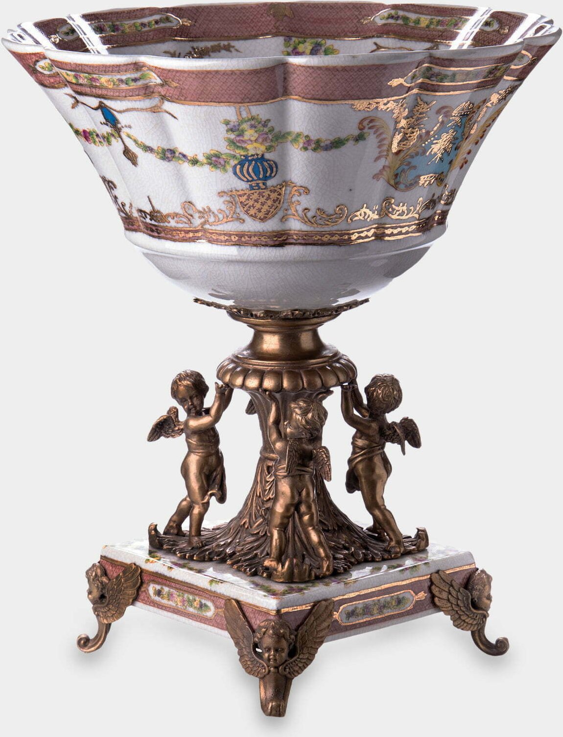 rzezbyzbrazu Porcelanowa Misa z Aniołkami na Podstawie Biała