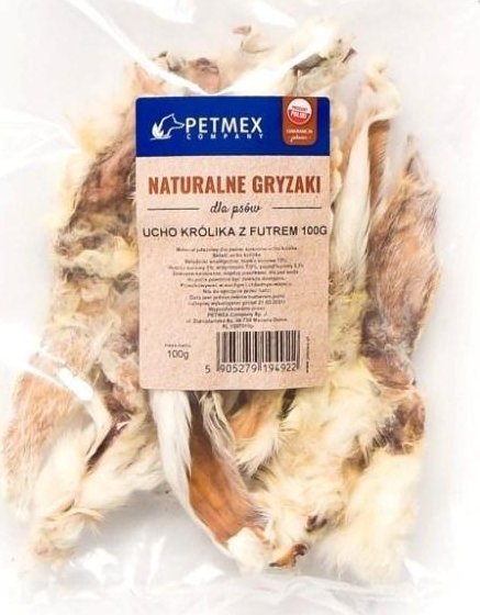 Petmex Gryzak dla psów PETMEX Ucho Królika z futrem 100g