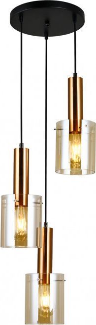 Lampa wisząca Italux Lampa wisząca bursztynowa nad stół Italux Sardo PND-5581-3A-BRO+AMB