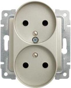 KOS Gniazdo podwójne Vena uziemienie 16A kremowy (510347)