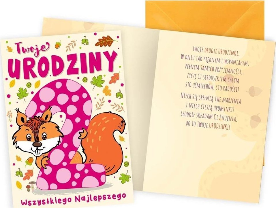 KUKARTKA Karnet Urodziny 2 wiewiórka
