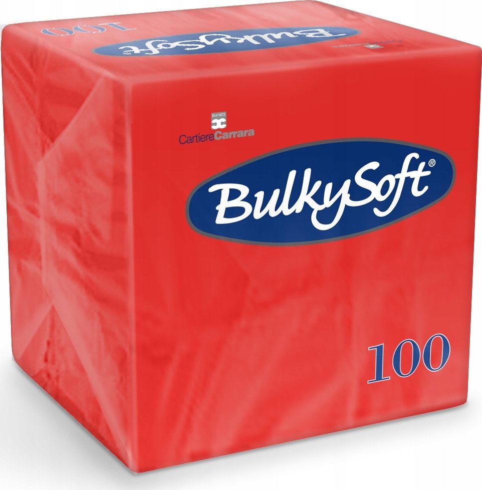 Bulkysoft Serwetki BulkySoft 24x24cm 2w celulozowe czerwone (100)