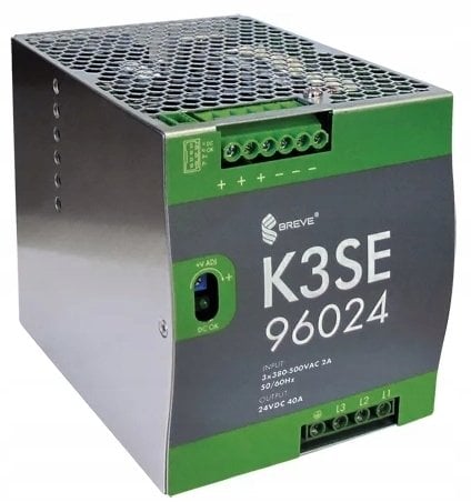 Zasilacz SilentiumPC Zasilacz impulsowy K3SE 96024 3x400/ 24VDC 40A 960W na szynę DIN, Napięcie: 340-550VAVAC, Ta70, 17000-1015