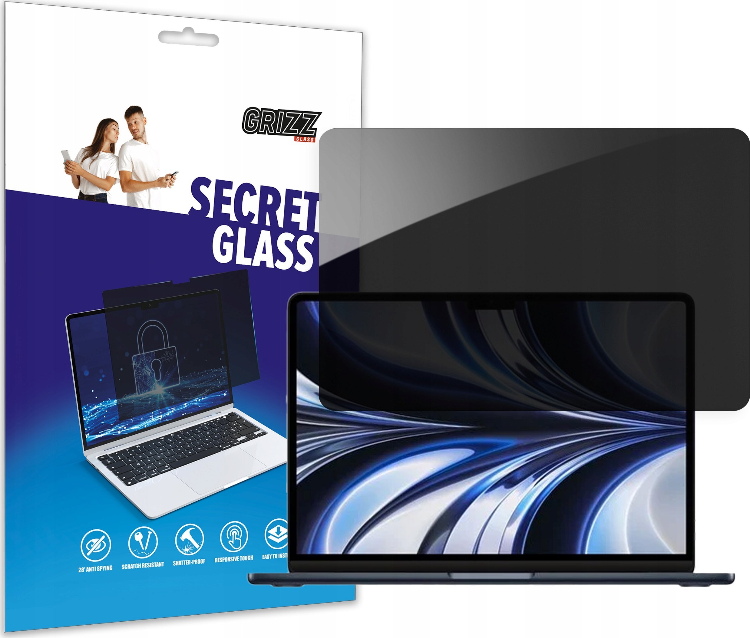 Filtr GrizzGlass Szkło prywatyzujące GrizzGlass SecretGlass do Apple MacBook Air 15,3 cala 2023