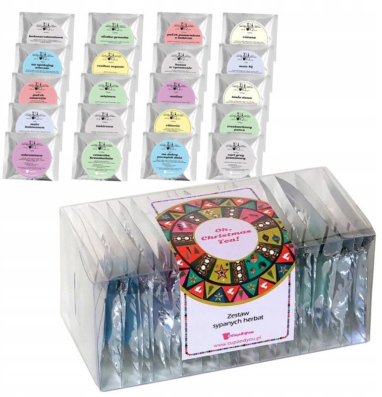 ŚWIĄTECZNY ZESTAW PREZENTOWY HERBATY PREMIUM MIX 20 RÓŻNYCH SMAKÓW PREZENT UPOMINEK POD CHOINKĘ NA ŚWIĘTA GWIAZDKĘ MIKOŁAJA BOŻE NARODZENIE DLA KOBIET