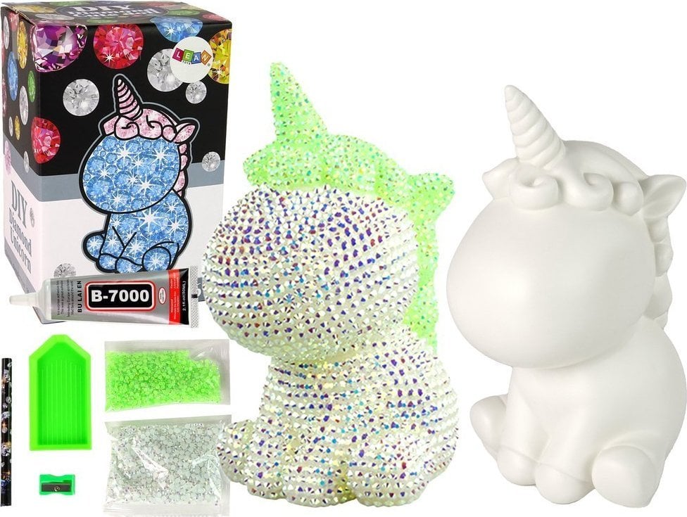 LeanToys Zestaw Jednorożec DIY Diamenty Kryształki Zielony