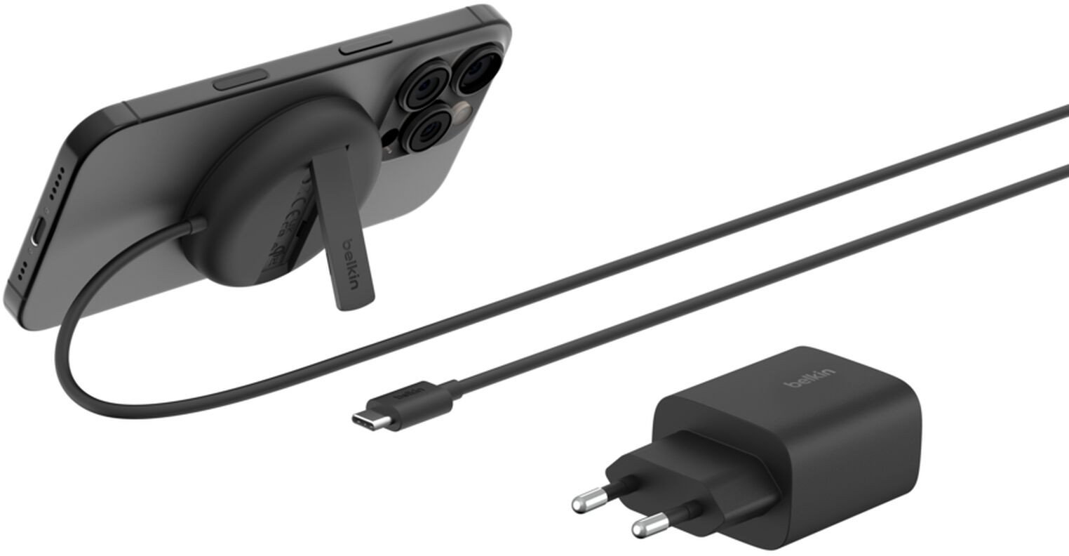 Ładowarka Belkin magnetyczna, Qi2 15W, rozkładana, zasilacz 20W, czarna (WIA011KQBK)