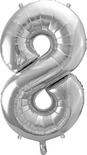 Party Deco Balon foliowy Cyfra "8", 86cm, srebrny uniwersalny