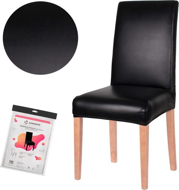 Springos Pokrowiec na krzesło uniwersalny skórzany czarny UNIWERSALNY