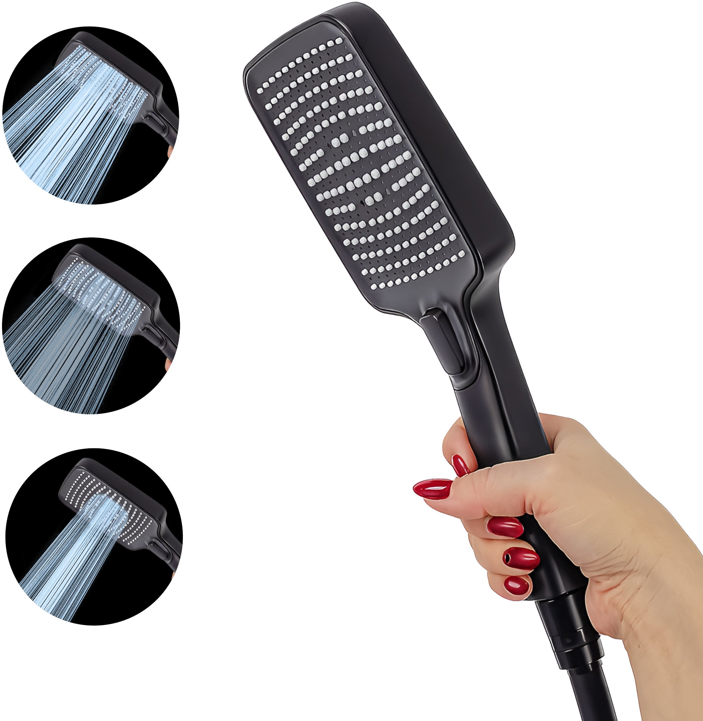 AVAPAX ASQA131311 QANIX Słuchawka prysznicowa 3F - trzyfunkcyjna, czarny