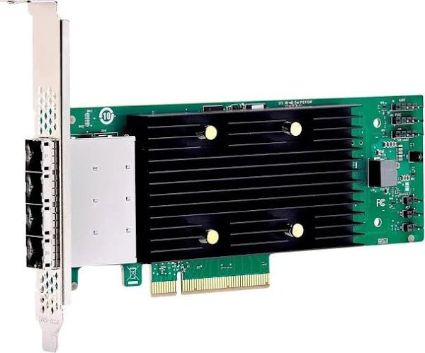 Broadcom eHBA 9600-16e, PCIe, SAS, SATA, Full-height / Low-profile, PCIe 4.0, Black, Green, Silver, 5000000 h