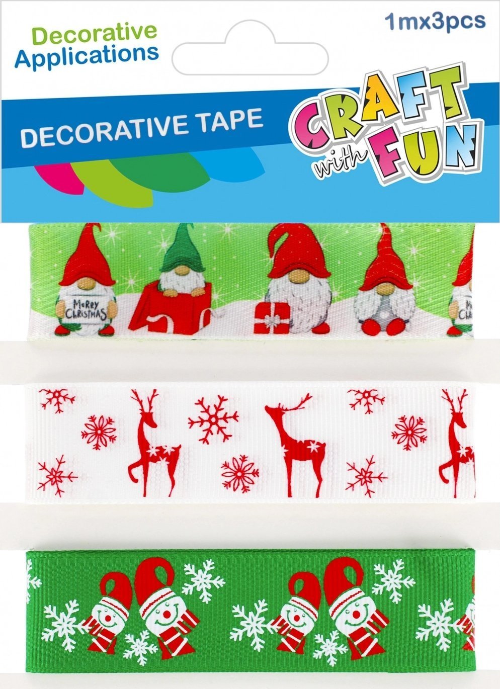 Dekoracja świąteczna Craft with Fun OZDOBA BN TASMA MIX 1M/3SZT CF PBH 12/144