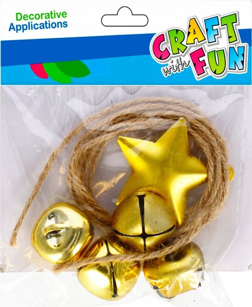 Craft with Fun OZDOBA DEK MET DZWONEK GWIAZ 5SZT CF ZLOT12/144