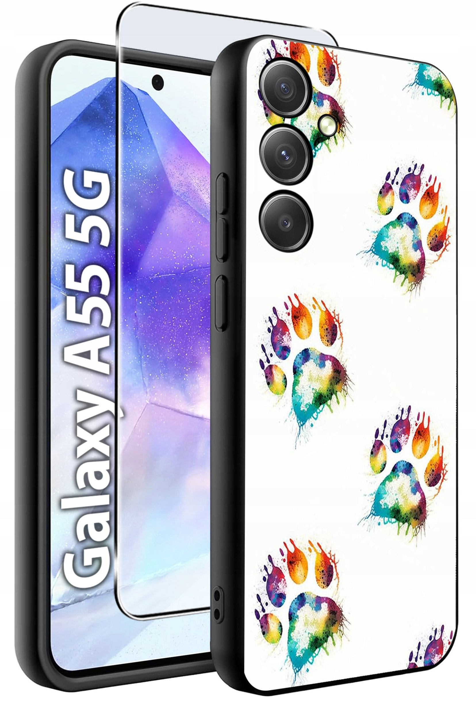 ETUI do Samsung A55 5G WZORY | SILIKONOWE MATT CASE + SZKŁO HARTOWANE 9H