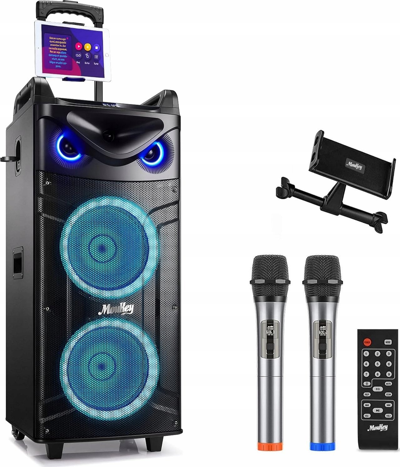 Kolumna Moukey Moukey Głośnik bezprzewodowy przenośny MK3024 w zestawie imprezowy/karaoke