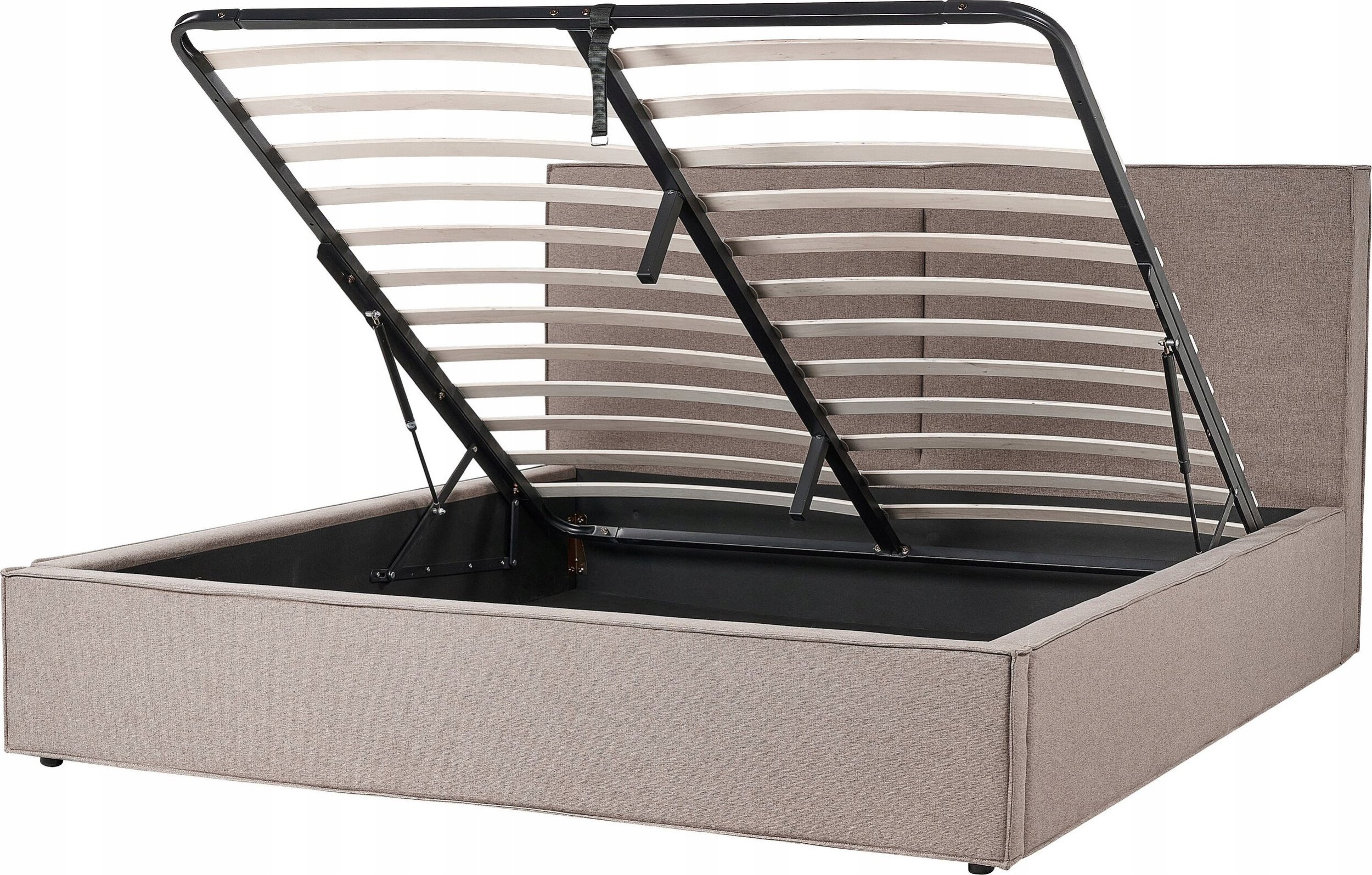 Beliani Łóżko z pojemnikiem tapicerowane 180 x 200 cm beżowoszare MOISSAC