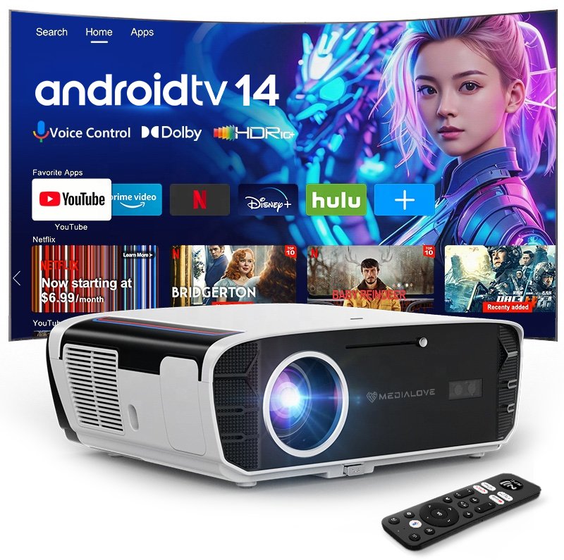 Projektor Medialove Projektor LED A9G Pro ATV Certyfikowany AndroidTV 14 Autofocus Biały