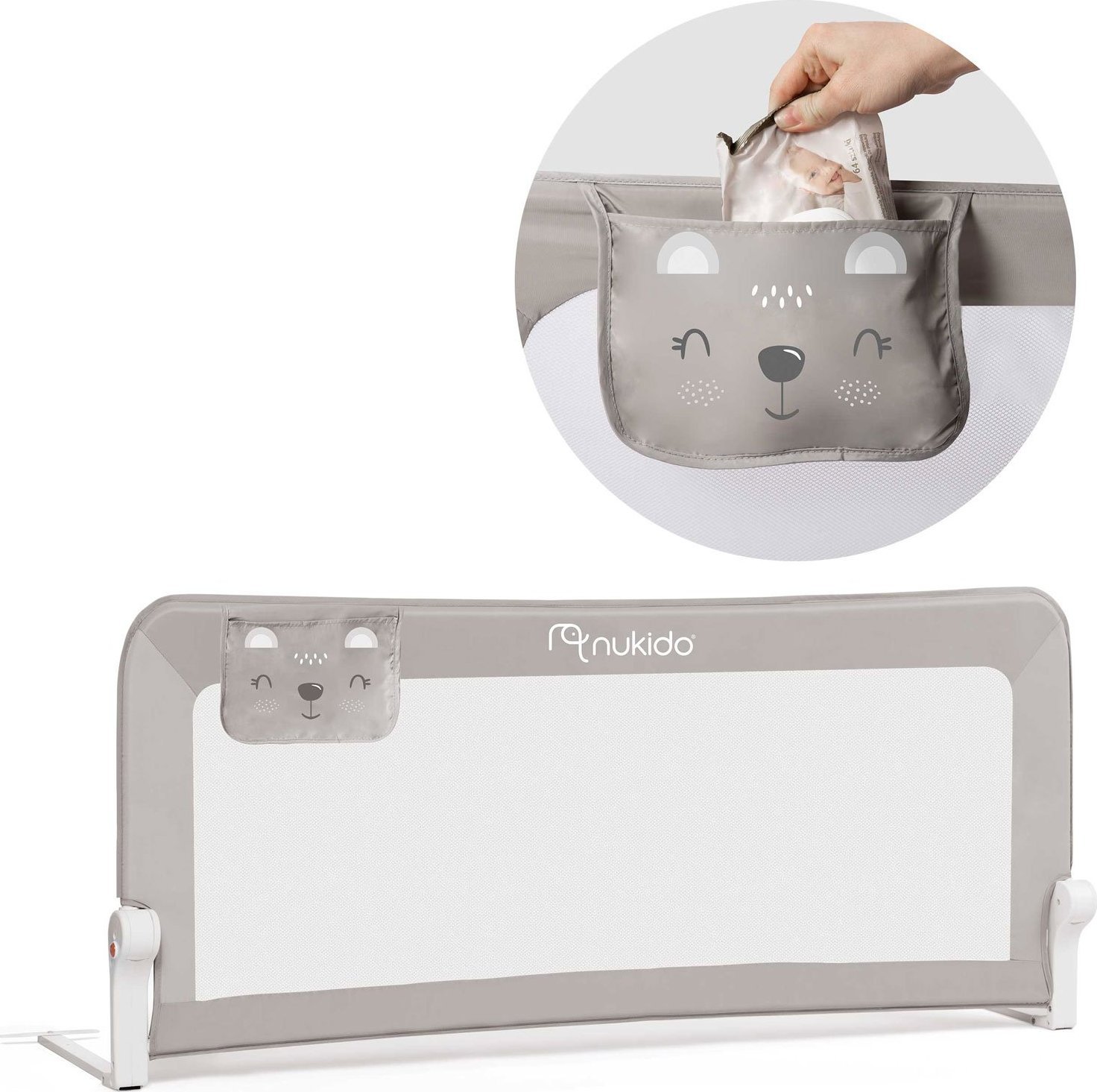 Nukido Osłona zabezpieczająca na łóżko 150 x 66 x 35 cm Nukido szara