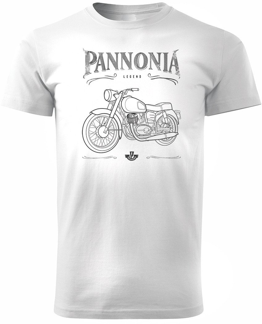 Koszulka z motocyklem na motor Pannonia panonia męska biała REGULAR XXL