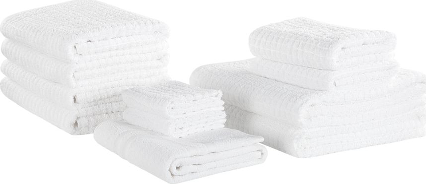 Beliani Komplet 11 ręczników bawełniany biały AREORA