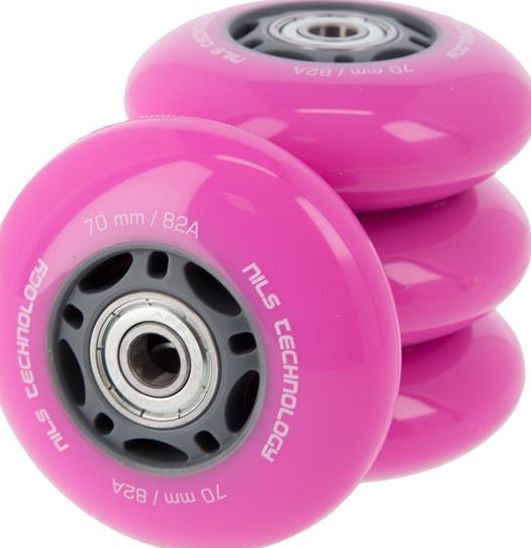 Nils Extreme PU 70x24 82A (4szt.) RÓŻOWE + ABEC-7 (8szt.) ZESTAW NILS EXTREME