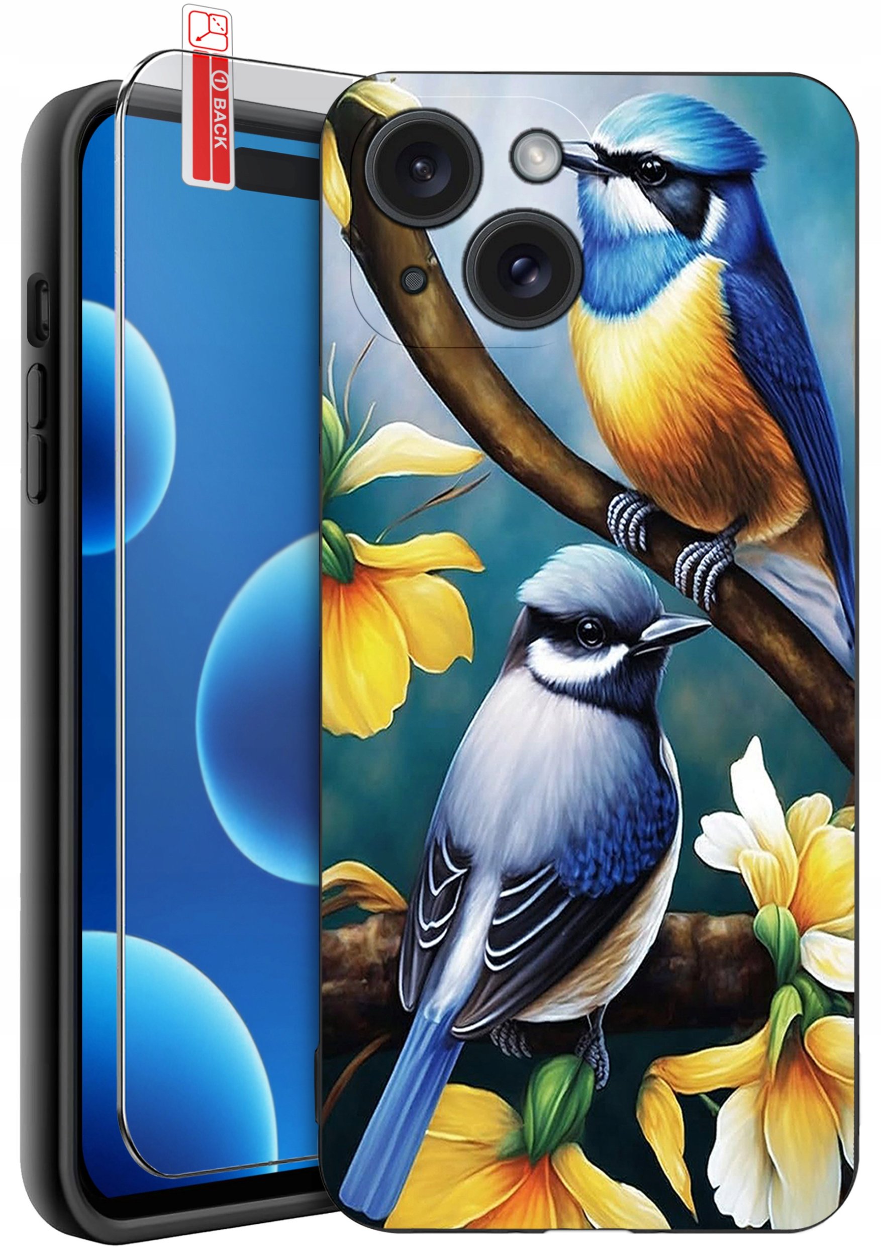 ETUI do iPhone 15 | WZORY | SILIKONOWE MATT CASE + SZKŁO 9H