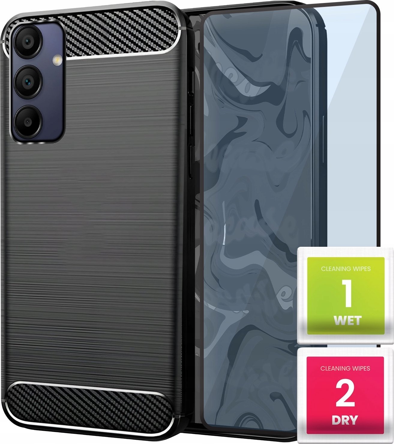 Hello Case ETUI DO SAMSUNG GALAXY A15 5G / A15 4G | PANCERNE KARBON CASE CZARNE SZKŁO