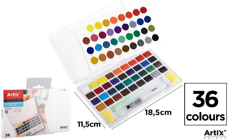 Farba akwarelowa z pędzlem wodnym 36 kolorów