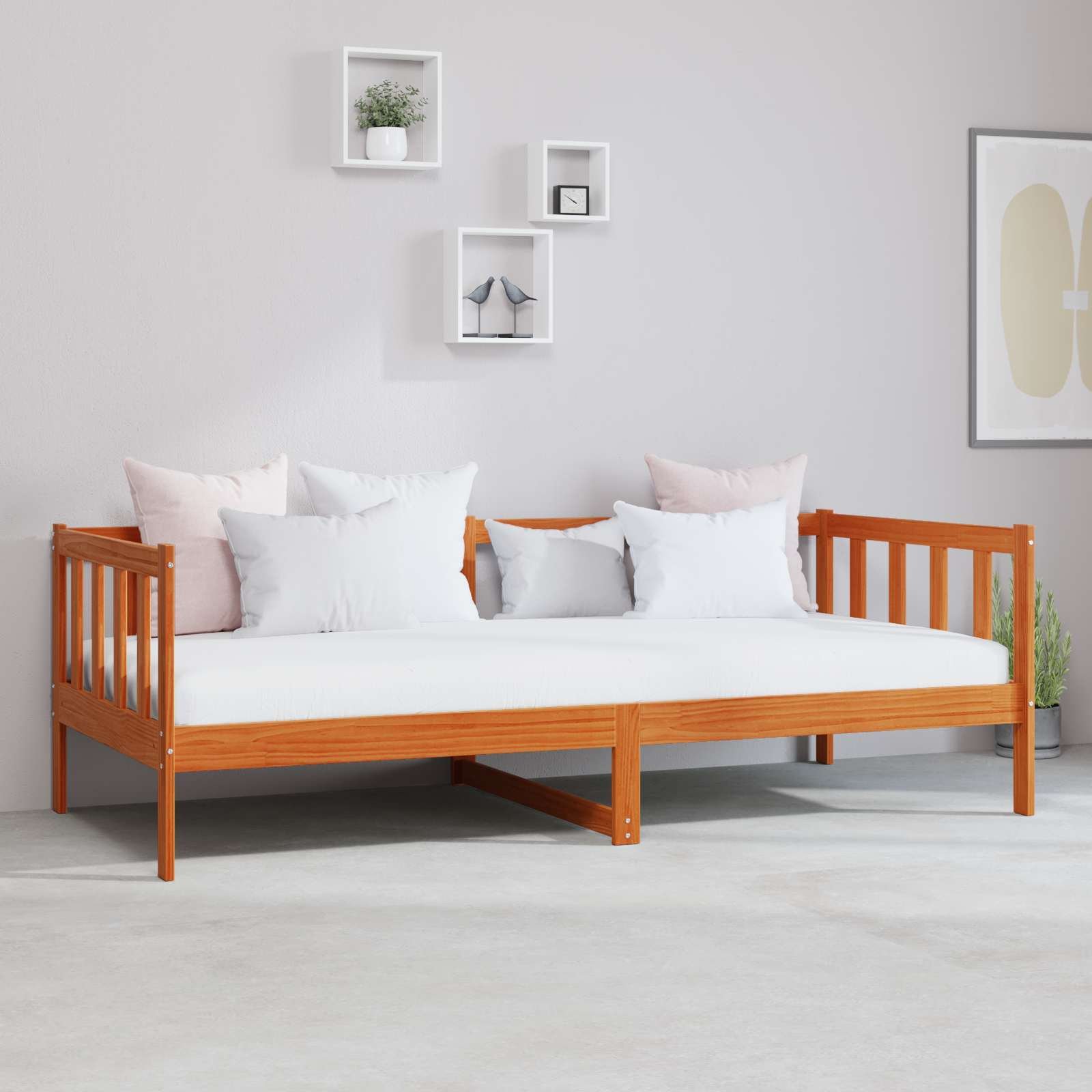 vidaXL Łóżko dzienne z materacem Woskowy Brąz i Biały 90 x 200 cm