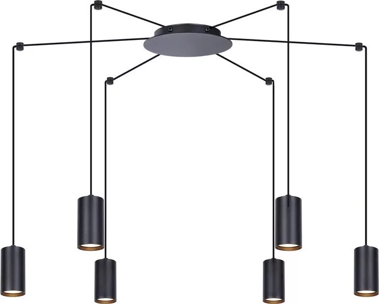 Lampa wisząca Lumes Czarna loftowa lampa wisząca pająk - S782-Lona