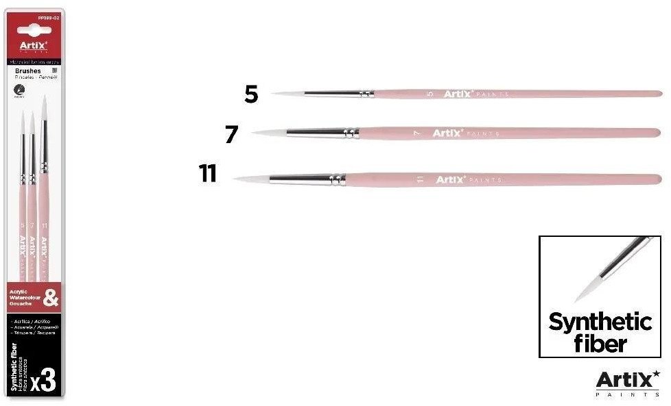 Pędzle syntetyczne 3szt