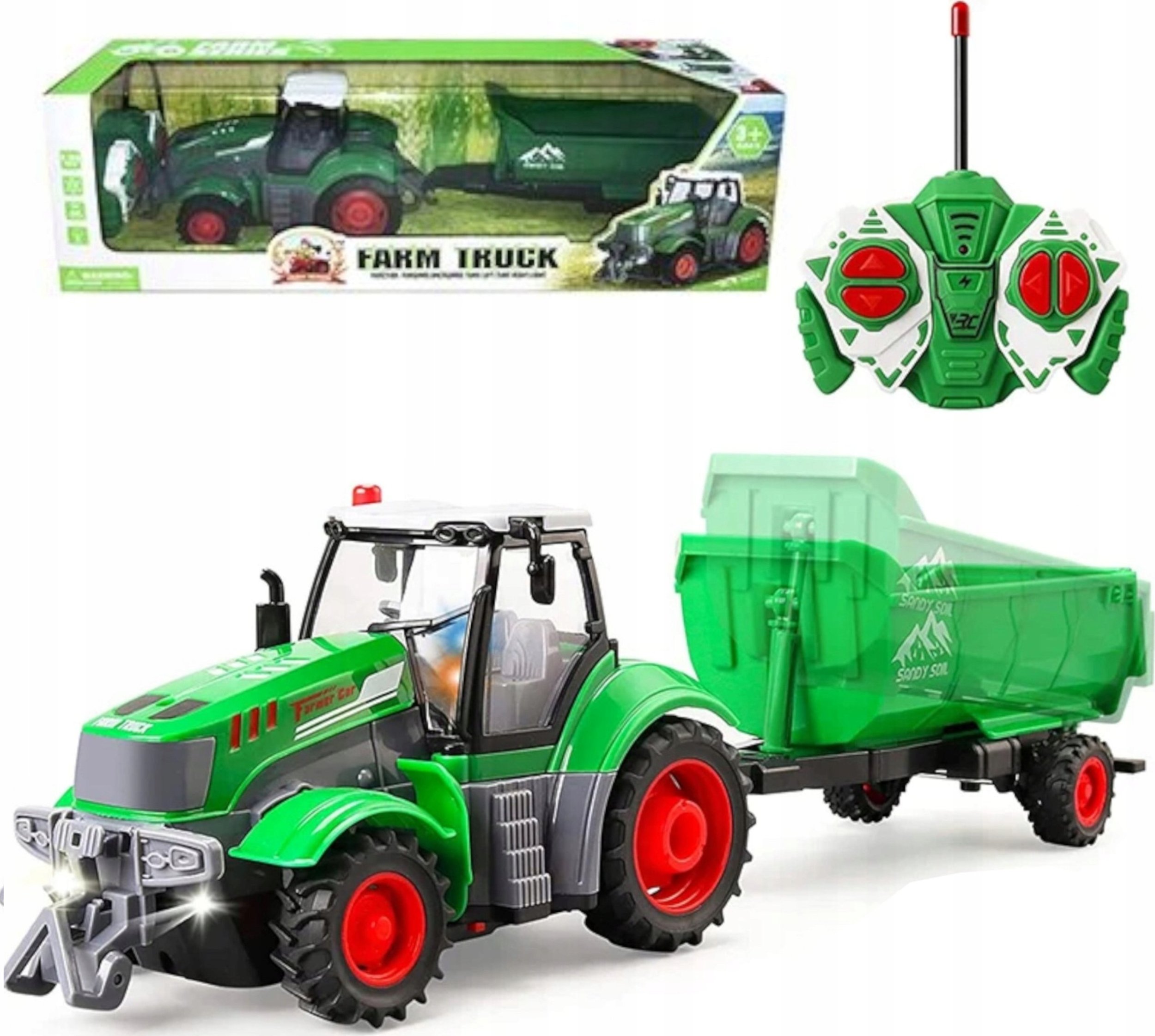 TRAKTOR Z PRZYCZEPĄ ZDALNIE STEROWANY AKUMULATOR ŁADOWARKA 9877-14