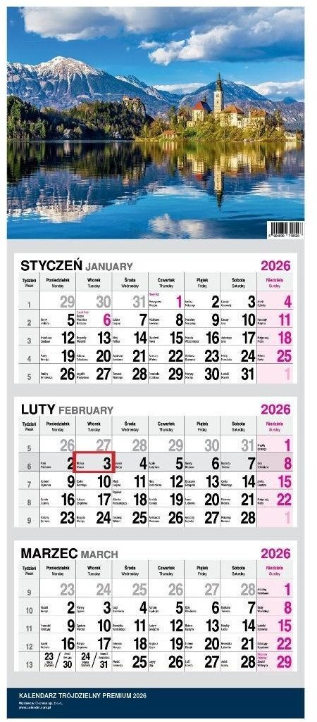 Kalendarz 2026 trójdzielny premium Krajobraz