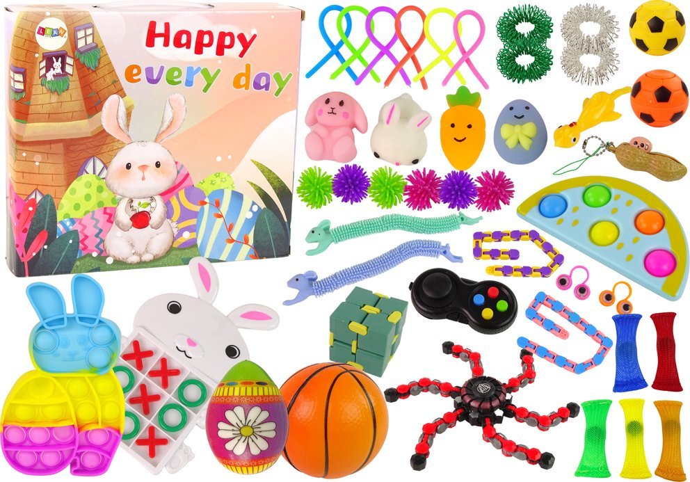 LeanToys Zestaw Zabawek Wielkanocnych Fidget Toys Pop It Squishy Antystresowe 42 Elementy