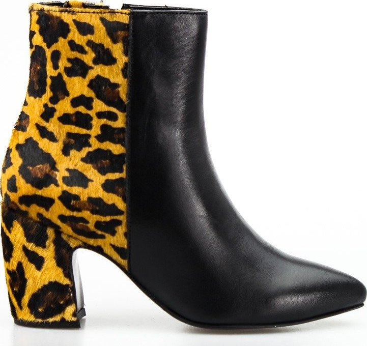 Monnari Botki Monnari skórzane z panterką czarne-39