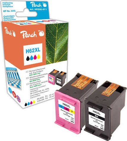 Peach PI300-671 nabój z tuszem 2 szt. Zamiennik Czarny, Cyjan, Purpurowy, Żółty