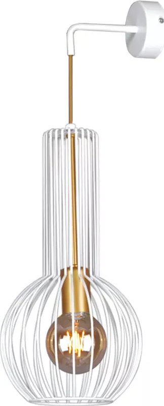 Kinkiet Lumes Biało-złoty kinkiet industrialny - S526-Morta