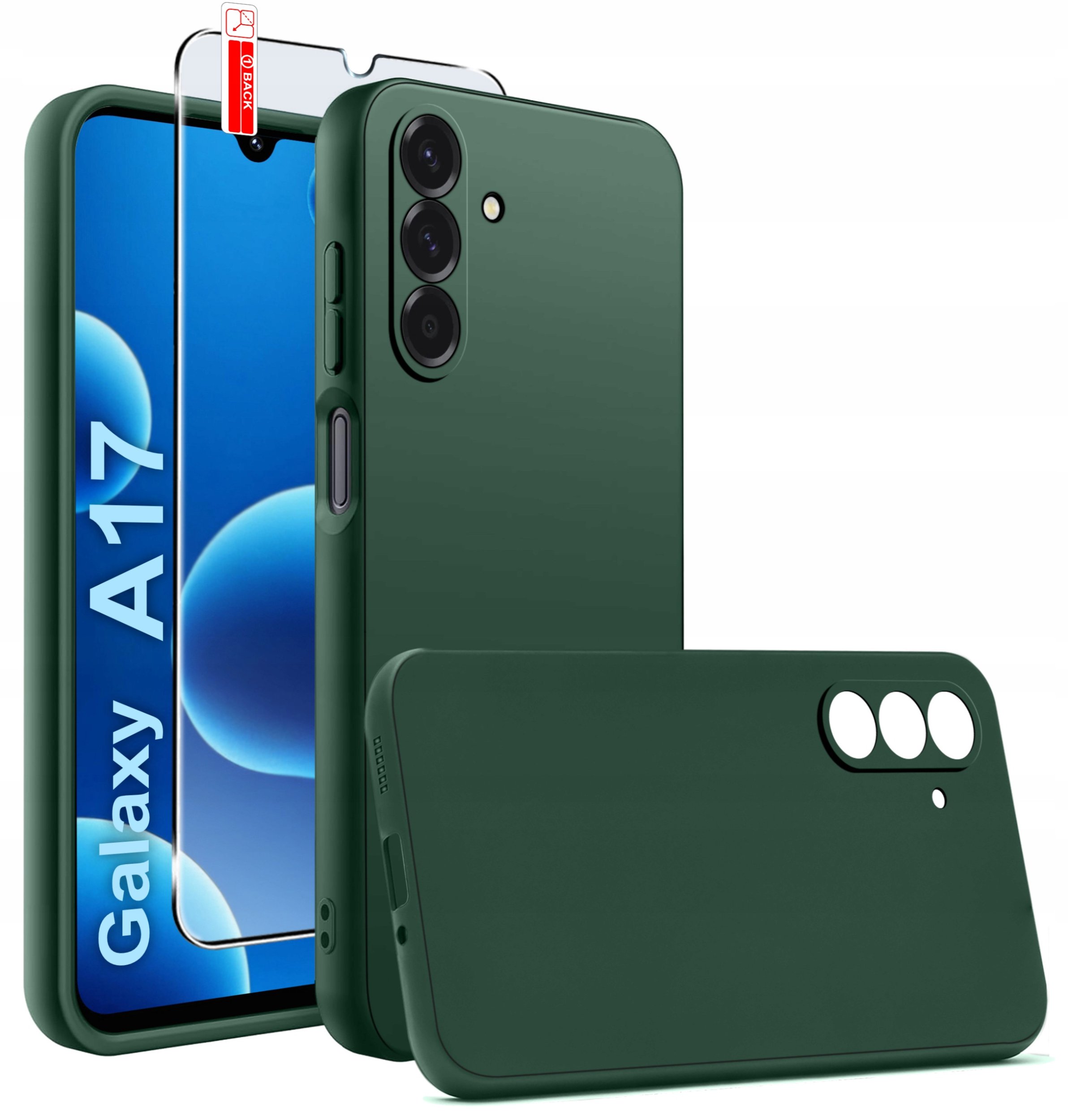 Etui Zielone Matowe Silikon Slim do Samsung A17 5G + SZKŁO 9H