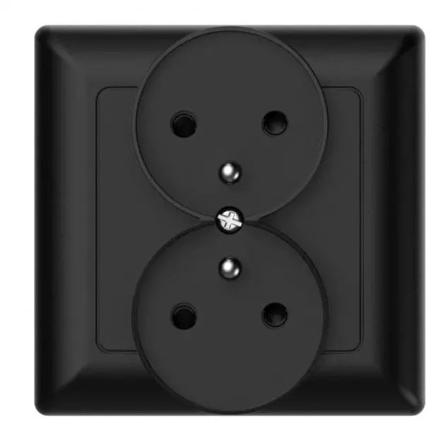 Gniazdo podtynkowe z uziemieniem podwójne, Varia, czarne / 46124